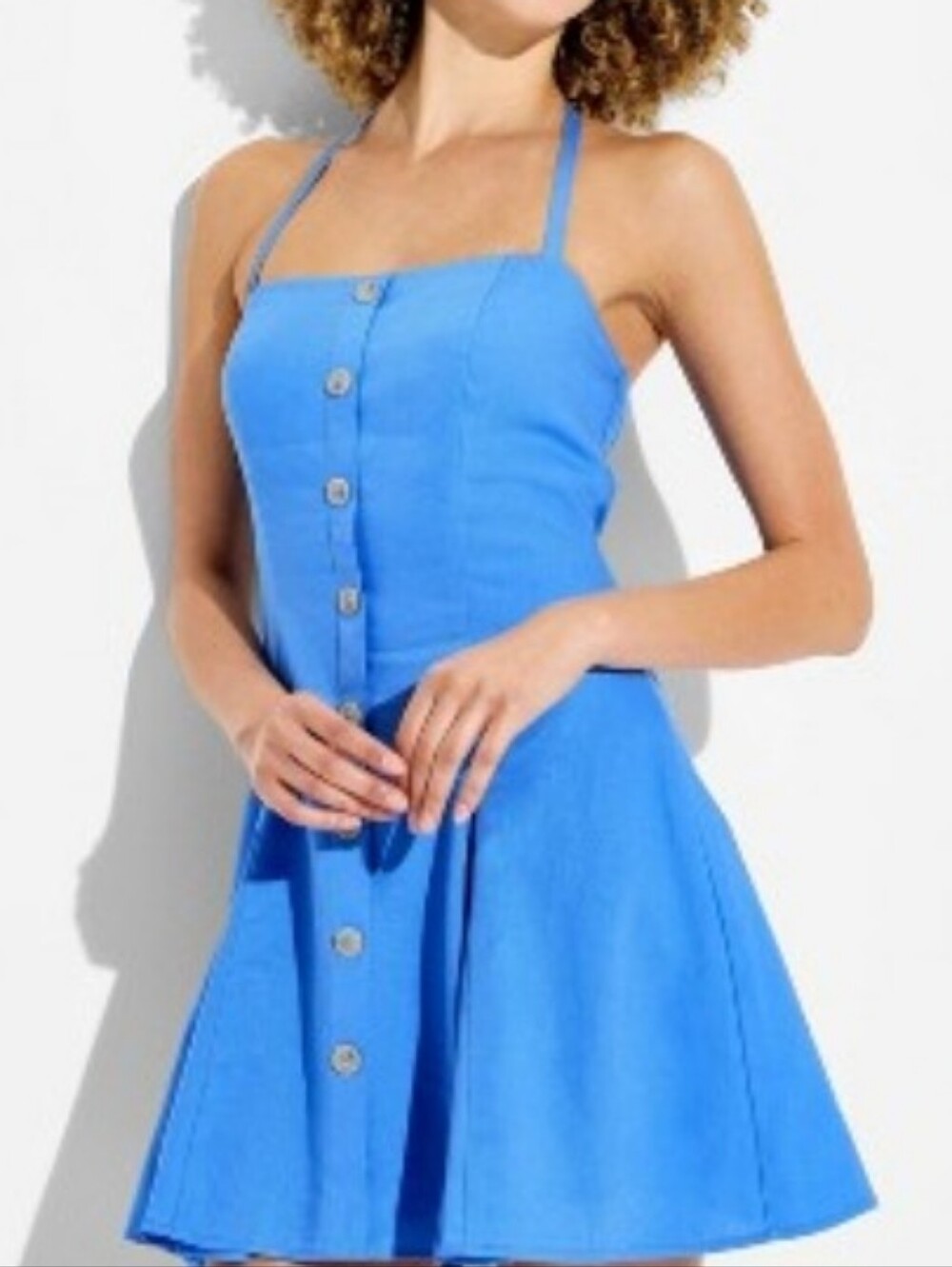 ❤️5/$25 New Light Blue Button-Front Halter Dress